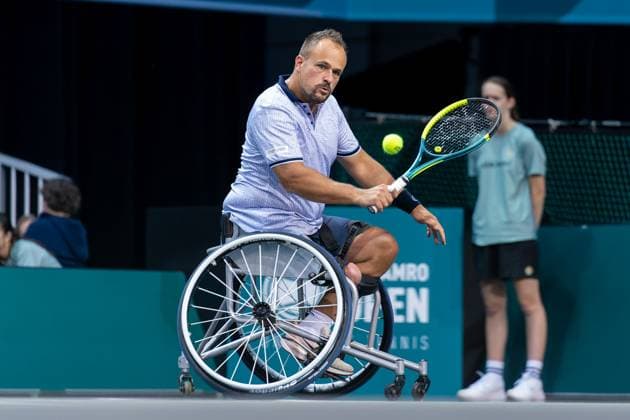 2025-02-06 ABN AMRO Open Day Four ROTTERDAM, NETHERLANDS - FEBRUARY 6: Tom Egberink of the Netherlands in action during Day Four of the ABN AMRO Open at Rotterdam Ahoy on February 6, 2025 in Rotterdam, Netherlands. (Photo by Joris Verwijst BSR Agency) Rotterdam Netherlands Content not available for redistribution in The Netherlands directly or indirectly through any third parties. Copyright: xBSRxAgencyx