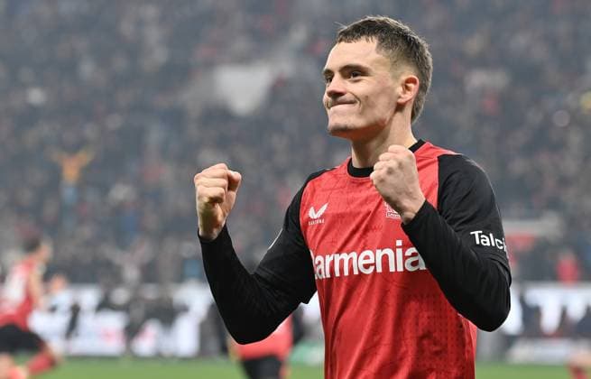 05.02.2025, xjrdrx, Fussball DFB Pokal 1 4 Finale, Bayer 04 Leverkusen - 1.FC Köln emspor, v.l. Florian Wirtz (Bayer Leverkusen) celebrate the goal, Der Torjubel zum (DFL DFB REGULATIONS PROHIBIT ANY USE OF PHOTOGRAPHS as IMAGE SEQUENCES and or QUASI-VIDEO) Leverkusen