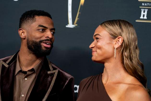 New York Giants wide receiver Darius Slayton and Olympic athlete Anna Hall arrive on the NFL, American Football Herren, USA Honors red carpet leading up to Super Bowl LIX in New Orleans, Louisiana on Thursday, February 6, 2025. The Philadelphia Eagles will play the Kansas City Chiefs in Super Bowl LIX at Caesars Superdome on Sunday, February 9, 2025.  WAP20250206360 BONNIExCASH