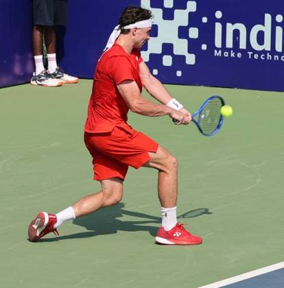 Chennai Open 2025: Billy HARRIS (GBR) vs Timofey SKATOV (KAZ) Billy HARRIS 6-,7-6 Entered Semi Finals Timofey SKATOV (KAZ) In action Chennai SDAT Stadium INDIA Copyright: xSeshadrixSukumarx