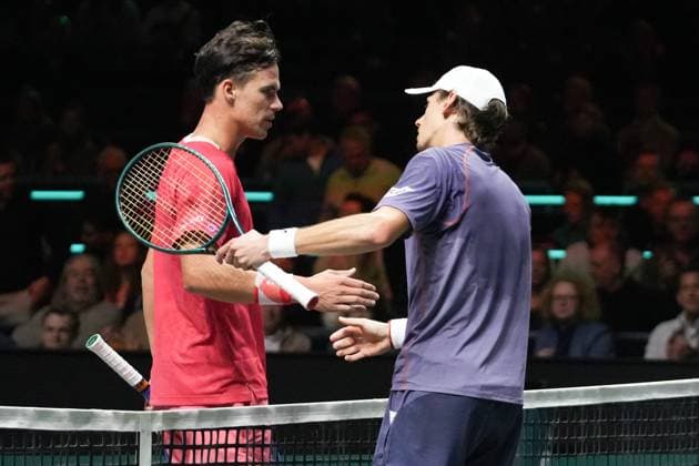 TENNIS - ABN AMRO OPEN 2025 Laurent Lairys MAXPPP - Alex de Minaur of Australia and Daniel Altmaier of Germany during the ABN AMRO Open 2025, ATP, Tennis Herren 500 Tennis 1 4 finale event on 7 February 2025 in Rotterdam, Netherlands - Photo Laurent Lairys MAXPPP Rotterdam Netherlands  Copyright: xMAXPPPxLaurentxLairysx LLR202502070733 LLR202502070733
