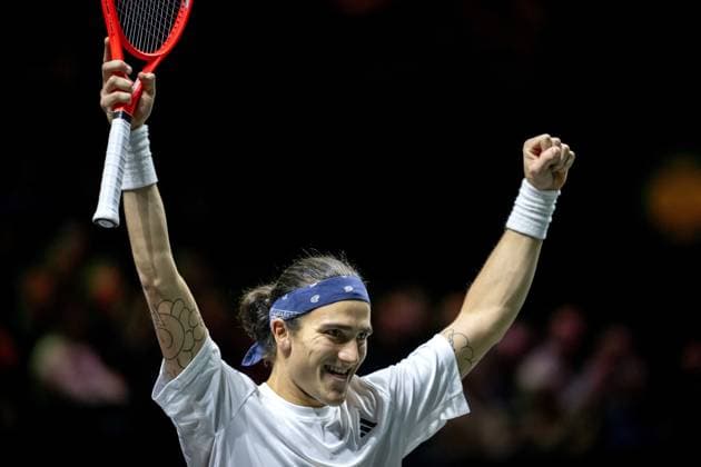 ROTTERDAM - Mattia Bellucci (ITA) after his won match against Stefanos Tsitsipas (GRE) on the fifth day of the ABN AMRO Open tennis tournament in Ahoy. ANP SANDER KING ABN AMRO Open - Day Five 2025 xVIxANPxSportx xxANPxIVx 519334397 originalFilename: 519334397.jpg