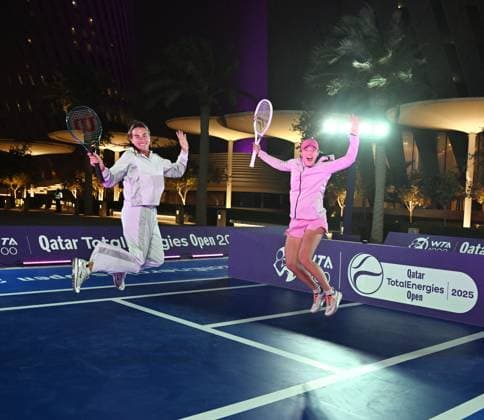 Qatar TotalEnergies Open 2025 Aryna Sabalenka (BLR) , Iga Swiatek ( POL) Photostunt in Lusail