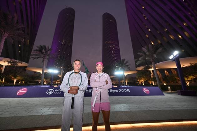 Qatar TotalEnergies Open 2025 Aryna Sabalenka (BLR) , Iga Swiatek ( POL) Photostunt in Lusail