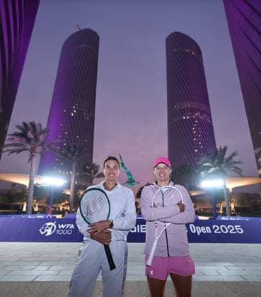 Qatar TotalEnergies Open 2025 Aryna Sabalenka (BLR) , Iga Swiatek ( POL) Photostunt in Lusail