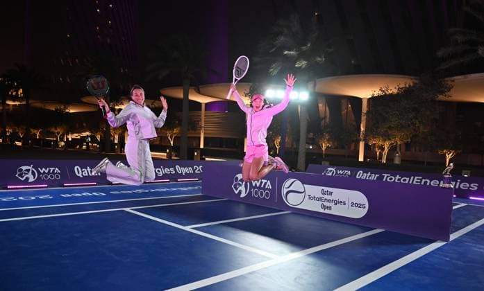 Qatar TotalEnergies Open 2025 Aryna Sabalenka (BLR) , Iga Swiatek ( POL) Photostunt in Lusail