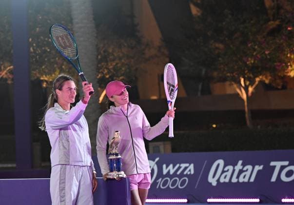 Qatar TotalEnergies Open 2025 Aryna Sabalenka (BLR) , Iga Swiatek ( POL) Photostunt in Lusail