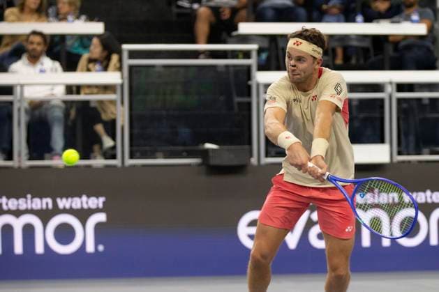 February 7, 2025, Frisco, Texas, USA: CASPER RUUD (NOR) returns with a fore hand in a singles quarterfinal match against YOSHIHITO NISHIOKA (JPN) during day seven of the 2025 Dallas Open at the Star in Frisco, TX. CASPER RUUD (NOR) defeated YOSHIHITO NISHIOKA (JPN), 7:5, 3:2. Nishioka forfeited the match due to injury. Frisco USA - ZUMAh193 20250207_zsp_h193_053 Copyright: xDanielxMcGregor-Huyerx