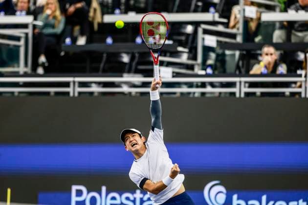 February 7, 2025, Frisco, Texas, USA: YOSHIHITO NISHIOKA (JPN) in action against Casper Ruud (NOR) during the quarterfinals of the ATP, Tennis Herren Dallas Open at Ford Center at The Star. RUUD wins 7:5, 3:2 after NISHIOKA retired. Frisco USA - ZUMAf180 20250207_zsp_f180_031 Copyright: xMarkxFannx