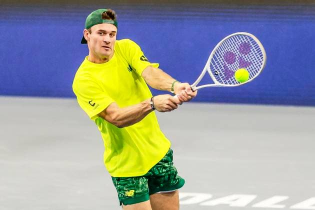 February 7, 2025, Frisco, Texas, USA: TOMMY PAUL (USA) in action against Reilly Opelka (USA) during the quarterfinals of the ATP, Tennis Herren Dallas Open at Ford Center at The Star. PAUL wins 7:6, 6:2. Frisco USA - ZUMAf180 20250207_zsp_f180_052 Copyright: xMarkxFannx