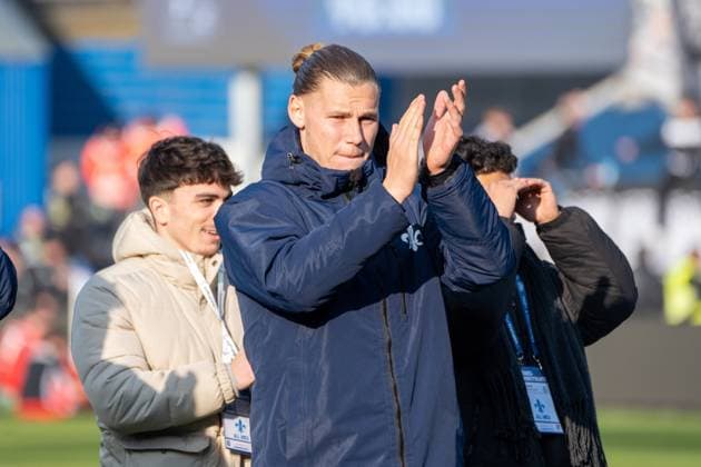 08.02.2025, xhfmx, Fussball 2.Bundesliga, SV Darmstadt 98 - SV Elversberg Fynn-Luca Lakenmacher (SV Darmstadt 98) (DFL DFB REGULATIONS PROHIBIT ANY USE OF PHOTOGRAPHS as IMAGE SEQUENCES and or QUASI-VIDEO) Darmstadt