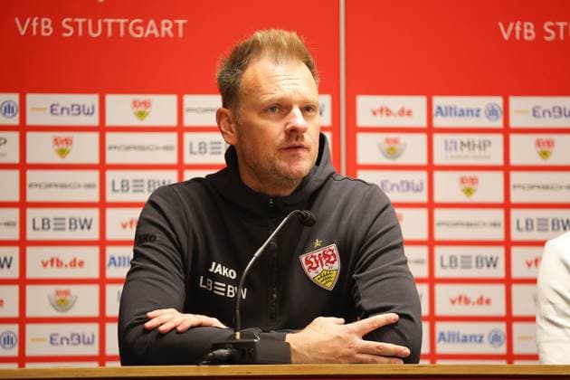 Aspach, 08.02.2025, WIRmachenDRUCK Arena, Fußball, Männer, Saison 2024 2025, 3. Liga, 23. Spieltag , VfB Stuttgart II - SG Dynamo Dresden , Im Bild: Trainer Markus Fiedler, VfB Stuttgart II ,