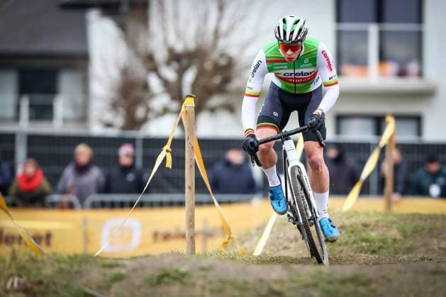 Belgian Laurens Sweeck pictured in action during the men elite race of the Noordzeecross cyclocross cycling event in Middelkerke, the eighth and last race of the Superprestige competition on Saturday 08 February 2025. DAVIDxPINTENS  x111996035x