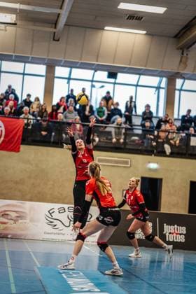 Volleyball Frauen Saison 2024 2025 2. Volleyball Bundesliga Frauen Pro ETV Hamburg vs. VCO Dresden 08.02.2025 Zuspiel von Luise Klein ( 9, ETV Hamburg) Hamburg Lokstedter Steindamm 52 Hamburg Deutschland