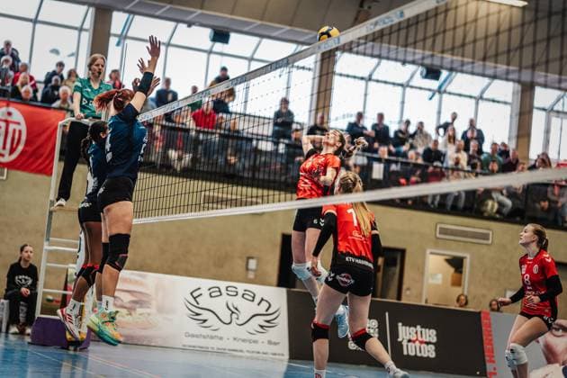 Volleyball Frauen Saison 2024 2025 2. Volleyball Bundesliga Frauen Pro ETV Hamburg vs. VCO Dresden 08.02.2025 Constanze von Meyenn ( 6, ETV Hamburg) beim Angriff Hamburg Lokstedter Steindamm 52 Hamburg Deutschland