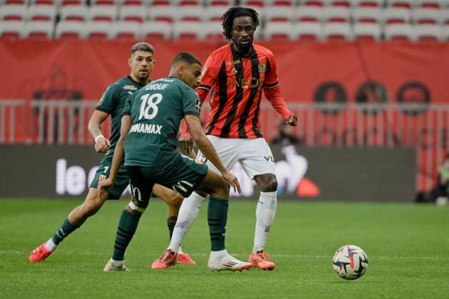 FOOTBALL : OGC Nice vs RC Lens - ligue 1 - 8 02 25 Nice™s forward 29 Evann Guessand during the during the French L1 football match between Nice (OGC Nice) and Lens (RC Lens) at Allianz Riviera Stadium of Nice, south France, on February 8, 2025. NICEFrance  Copyright: xfredxDIDES psnewzx