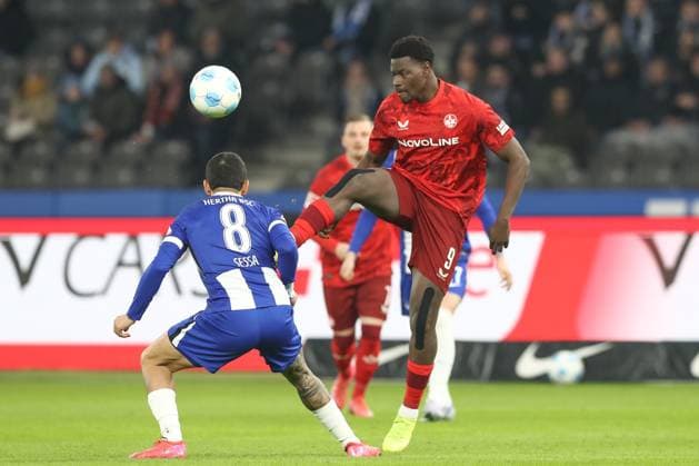 08.02.2025, xtgx, Fussball 2. Bundesliga, Hertha BSC Berlin - 1. FC Kaiserslautern emspor, v.l. Ragnar Ache (Kaiserslautern, 9) (DFL DFB REGULATIONS PROHIBIT ANY USE OF PHOTOGRAPHS as IMAGE SEQUENCES and or QUASI-VIDEO) Berlin