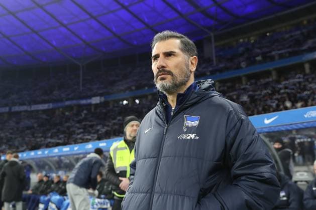 08.02.2025, xtgx, Fussball 2. Bundesliga, Hertha BSC Berlin - 1. FC Kaiserslautern emspor, v.l. Cristian Fiel (Hertha, Trainer) (DFL DFB REGULATIONS PROHIBIT ANY USE OF PHOTOGRAPHS as IMAGE SEQUENCES and or QUASI-VIDEO) Berlin
