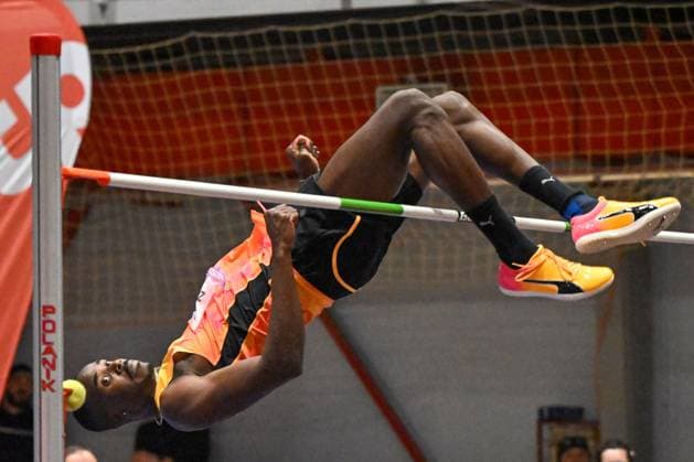 Bilder des Jahres 2025, Sport 02 Februar Sport Themen der Woche KW06 Sport Bilder des Tages Enrique Luis Zayas from Cuba competes during the Hustopecske skakani, international Indoor High Jump Meeting, part of World Indoor Tour series, Silver category, in Hustopece, Czech Republic, on February 8, 2025. (CTKxPhoto VaclavxSalek) CTKPhotoP2025020806668  CTKPhotoP2025020806668