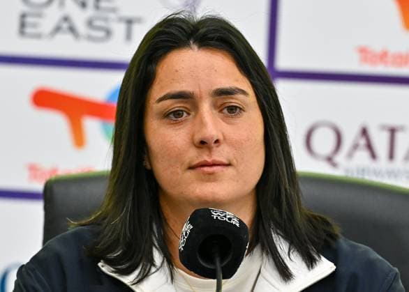 Ons Jabeur of Tunisia press conference, PK, Pressekonferenz Ons Jabeur of Tunisia talks to the media during a press conference ahead of the WTA, Tennis Damen Qatar TotalEnergies Open 2025 tennis tournament at the Khalifa International Tennis Complex in Doha, Qatar, on February 09, 2025. DOHA Qatar Copyright: xNoushadxThekkayilx