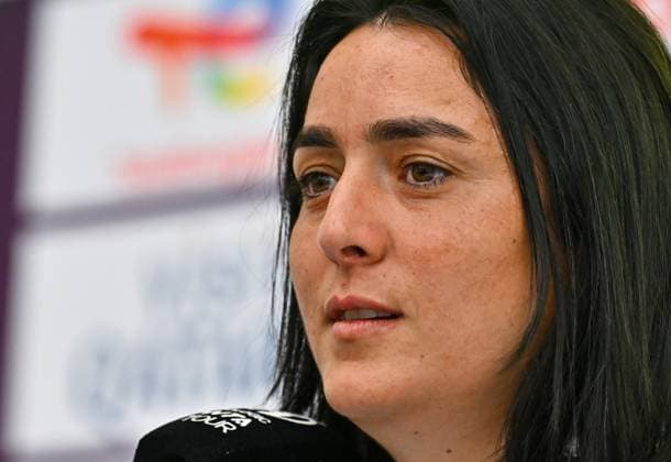 Ons Jabeur of Tunisia press conference, PK, Pressekonferenz Ons Jabeur of Tunisia talks to the media during a press conference ahead of the WTA, Tennis Damen Qatar TotalEnergies Open 2025 tennis tournament at the Khalifa International Tennis Complex in Doha, Qatar, on February 09, 2025. DOHA Qatar Copyright: xNoushadxThekkayilx