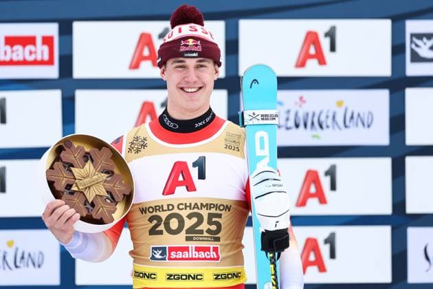 Bilder des Jahres 2025, Sport 02 Februar Sport Themen der Woche KW06 Sport Bilder des Tages ALPINE SKIING - FIS Ski WC Saalbach 2025 SAALBACH,AUSTRIA,09.FEB.25 - ALPINE SKIING - FIS Alpine World Ski Championships Saalbach 2025, downhill, men. Image shows Franjo Von Allmen (SUI).  GEPAxpictures xDavidxGeieregger