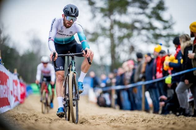 Dutch Joris Nieuwenhuis pictured in action during the men s elite race of the Krawatencross cyclocross in Lille, stage 7 (out of 8) in the X2O Trofee Veldrijden competition, Sunday 09 February 2025. JASPERxJACOBS  x112088217x