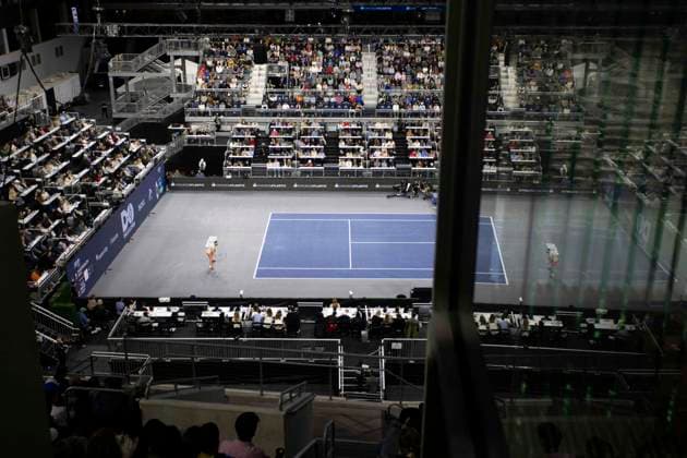 February 9, 2025, Frisco, Texas, USA: Fans watch a singles final match between CASPER RUUD (NOR) and DENIS SHAPOVALOV (CAN) during day eight of the 2025 ATP, Tennis Herren 500 Dallas Open at the Star in Frisco, TX. Frisco USA - ZUMAh193 20250209_zsp_h193_001 Copyright: xDanielxMcGregor-Huyerx