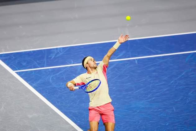 February 9, 2025, Frisco, Texas, USA: CASPER RUUD (NOR) in action during the finals of the ATP, Tennis Herren Dallas Open at Ford Center at The Star. SHAPOVALOV wins 7:6, 6:3. Frisco USA - ZUMAf180 20250209_zsp_f180_013 Copyright: xMarkxFannx