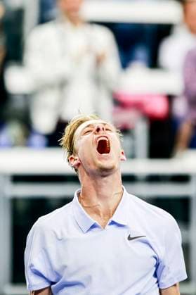 February 9, 2025, Frisco, Texas, USA: DENIS SHAPOVALOV (CAN) celebrates his win during the finals of the ATP, Tennis Herren Dallas Open at Ford Center at The Star. SHAPOVALOV wins 7:6, 6:3. Frisco USA - ZUMAf180 20250209_zsp_f180_015 Copyright: xMarkxFannx