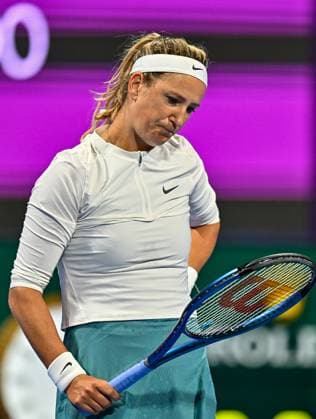 WTA, Tennis Damen QATAR OPEN TENNIS TOURNAMENT FIRST ROUND Victoria Azarenka competes in her 1st round match against Amanda Anisimova of United States during the WTA Qatar TotalEnergies Open 2025 tennis tournament at the Khalifa International Tennis Complex in Doha, Qatar, on February 9, 2025. Copyright: xNOUSHADx