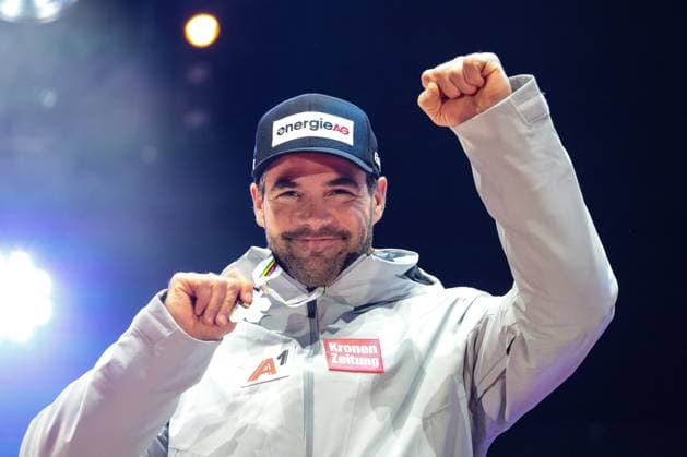 INVERNALI - Sci Alpino - FIS Alpine World Ski Championships - Men s Downhill FIS Alpine World Ski Championships Saalbach 2025 Men s Downhill - Medal Ceremony Silver Medal:KRIECHMAYR Vincent (AUT) Sunday 09 02 25 Saalbach Austria  Copyright: xIPAxSport ABACAx