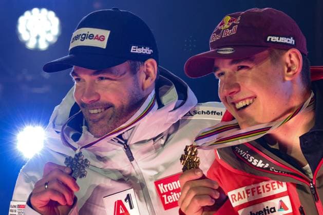 Sport Themen der Woche KW06 Sport Bilder des Tages INVERNALI - Sci Alpino - FIS Alpine World Ski Championships - Men s Downhill FIS Alpine World Ski Championships Saalbach 2025 Men s Downhill - Medal Ceremony Gold Medal:von ALLMEN Franjo (SUI) Silver Medal:KRIECHMAYR Vincent (AUT) Sunday 09 02 25 Saalbach Austria  Copyright: xIPAxSport ABACAx