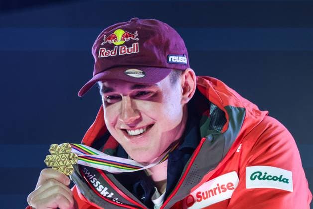 INVERNALI - Sci Alpino - FIS Alpine World Ski Championships - Men s Downhill FIS Alpine World Ski Championships Saalbach 2025 Men s Downhill - Medal Ceremony Gold Medal:von ALLMEN Franjo (SUI) Sunday 09 02 25 Saalbach Austria  Copyright: xIPAxSport ABACAx