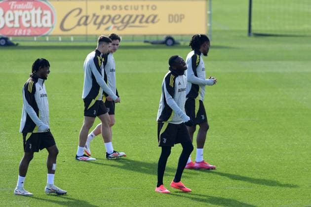 Randal Kolo Muani of Juventus FC during the 2024 2025 Champions League training at JTC Continassa on February 10, 2025 in Turin, Italy - ph Giuliano Marchisciano  Copyright: xGiulianoxMarchisciano IPAxSportx xipa-agency.netx xx IPA_53886950 IPA_Agency_IPA53886950