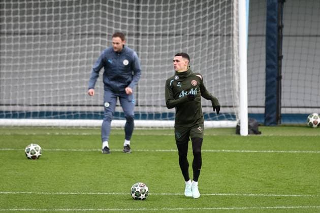 UEFA Champions League Manchester City Training session Phil Foden of Manchester City during the UEFA Champions League Manchester City Training session at Etihad Campus, Manchester, United Kingdom, 10th February 2025 (Photo by Mark Cosgrove News Images) Manchester Etihad Stadium Manchester United, ManU Kingdom Copyright: xMarkxCosgrove NewsxImagesx