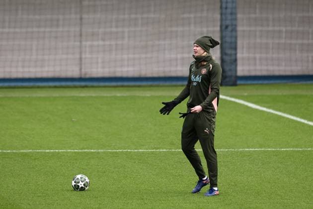UEFA Champions League Manchester City Training session Erling Haaland of Manchester City during the UEFA Champions League Manchester City Training session at Etihad Campus, Manchester, United Kingdom, 10th February 2025 (Photo by Mark Cosgrove News Images) Manchester Etihad Stadium Manchester United, ManU Kingdom Copyright: xMarkxCosgrove NewsxImagesx