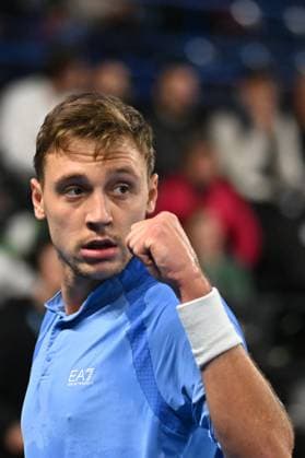 Open 13 Provence - Marseille Hadad Medjedovic (see) during his first round match at the Open 13 Provence in Marseille, France, on February 10, 2025. Photo by Corinne Dubreuil ABACAPRESS.COM Marseille France  Copyright: xDubreuilxCorinne ABACAx