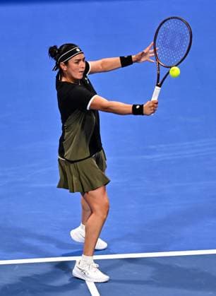 WTA, Tennis Damen QATAR OPEN TENNIS TOURNAMENT ROUND OF 64 Ons Jabeur of Tunisia competes in her round of 64 match against McCartney Kessler of the United States during the WTA Qatar TotalEnergies Open 2025 tennis tournament at the Khalifa International Tennis Complex in Doha, Qatar, on February 10, 2025. Copyright: xNOUSHADx