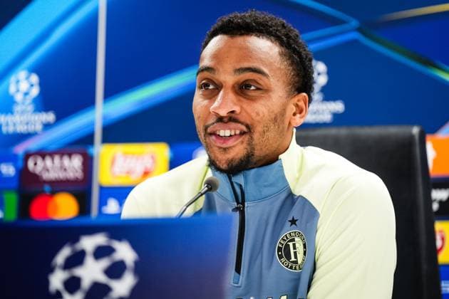 Champions League 2024-2025: press conference, PK, Pressekonferenz of Feyenoord Rotterdam - Quinten Timber of Feyenoord during the press conference of Feyenoord in preparation of the Champions League duel against AC Milan at Stadion Feijenoord De Kuip on 11 February 2025 in Rotterdam, The Netherlands. Copyright: xYannickxVerhoevenx