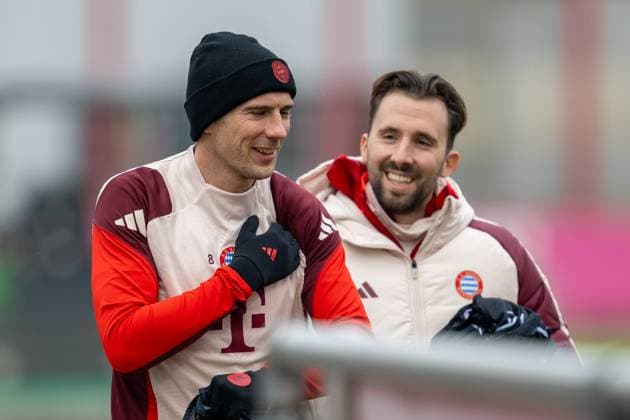 Leon Goretzka 8 (FC Bayern Muenchen), Abschlusstraining vor dem UEFA Champions League-Spiel gegen Celtic Glasgow, Saison 2024 2025 an der Saebener Strasse. 11.02.2025 DFB regulations prohibit any use of photographs as image sequences and or quasi-video Muenchen Bayern Deutschland