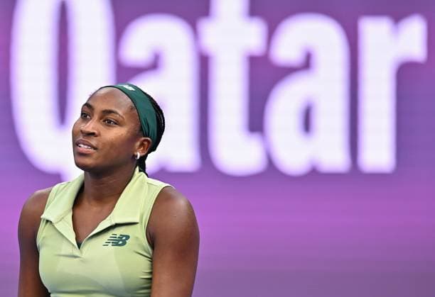 WTA, Tennis Damen QATAR OPEN TENNIS TOURNAMENT ROUND OF 32 Coco Gauff of the United States competes in her round of 32 match against Marta Kostyuk of Ukrain during the WTA Qatar TotalEnergies Open 2025 tennis tournament at the Khalifa International Tennis Complex in Doha, Qatar, on February 11, 2025. Copyright: xNOUSHADx