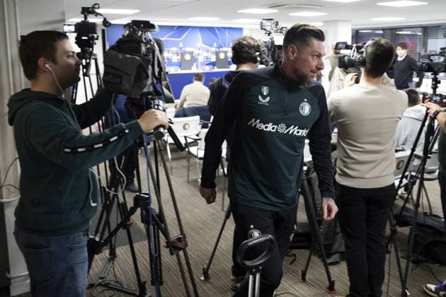 ROTTERDAM - Interim Feyenoord coach Pascal Bosschaart after the press conference, PK, Pressekonferenz ahead of the Champions League game against AC Milan at training complex 1908. ANP OLAF CRACK xVIxANPxSportx xxANPxIVx 519701727 originalFilename: 519701727.jpg