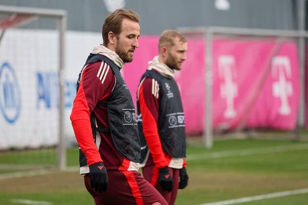 Harry Kane (FC Bayern Muenchen, 09) beim Training, GER, Abschlusstraining, FC Bayern Muenchen, Fussball, UEFA Champions League, Play-offs, Saison 2024 2025, 11.02.2025, GER, Abschlusstraining, FC Bayern Muenchen, Fussball, UEFA Champions League, Play-offs, Saison 2024 2025, 11.02.2025 Muenchen Copyright: xEibner-Pressefoto JennixMaulx EP_JML