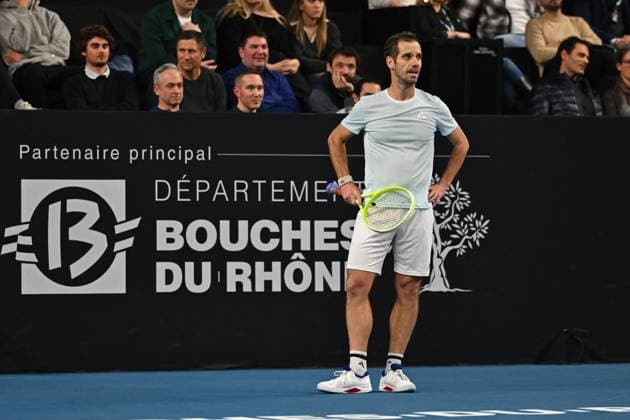 Open 13 Provence - Richard Gasquet v Alexander Biblik Richard Gasquet (FRA) during his last match at the Open 13 Provence in Marseille, on February, 11, 2025. Photo by Corinne Dubreuil ABACAPRESS.COM Marseille France  Copyright: xDubreuilxCorinne ABACAx