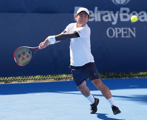 February, 11- Delray Beach, FL: Yoshihito Nishioka(JPN) in action here during the 2025 Delray Beach Open held at the Delray Beach Tennis Center in Delray Beach Florida. Copyright: xAndrewxPatron xBigxShotxPhotox xMediaPunchx