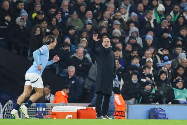 Manchester City FC v Real Madrid CF Manchester City Manager Pep Guardiola gestures during the Manchester City FC v Real Madrid CF UEFA Champions League Play-Off 1st leg match at Etihad Stadium, Manchester, England, United Kingdom on 11 February 2025 Credit: Phil Duncan Every Second Media Editorial use only. All images are copyright Every Second Media Limited. No images may be reproduced without prior permission. Copyright: xIMAGO EveryxSecondxMediax ESM-1320-0011
