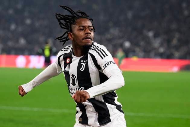 Juventus FC v PSV Eindhovena - UEFA Champion League Samuel Mbangula of Juventus FC celebrates after sscoring a goal during the UEFA Champions League 2024 25 knockout phase play-off first leg football match between Juventus FC and PSV Eindhoven. Turin Italy Copyright: xNicolòxCampox