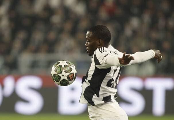 Timothy Weah of Juventus FC during the Uefa Champions League first leg play offâ??s, football match between Juventus FC and PSV Eindhoven. On 11 February 2025 at Allianz Stadium, Turin, Italy. Photo Nderim Kaceli.  Copyright: xNderimxKaceli IPAxSportx xipa-agency.netx xx IPA_53947540 IPA_Agency_IPA53947540