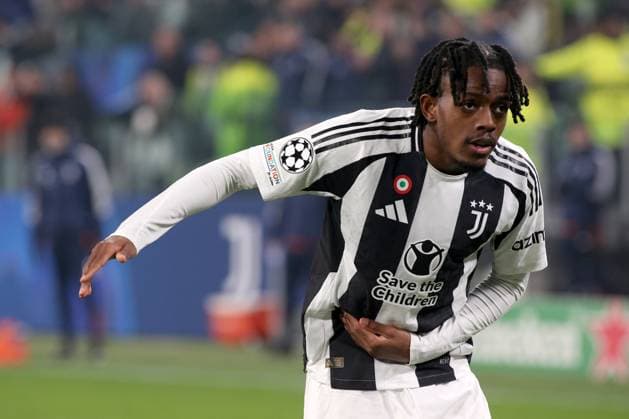 Samuel Germain Mbangula (Juventus FC) celebrates during Juventus FC vs PSV Eindhoven, UEFA Champions League football match in Turin, Italy, February 11 2025  Copyright: xClaudioxBenedetto IPAxSportx xipa-agency.netx xx IPA_53947661 IPA_Agency_IPA53947661